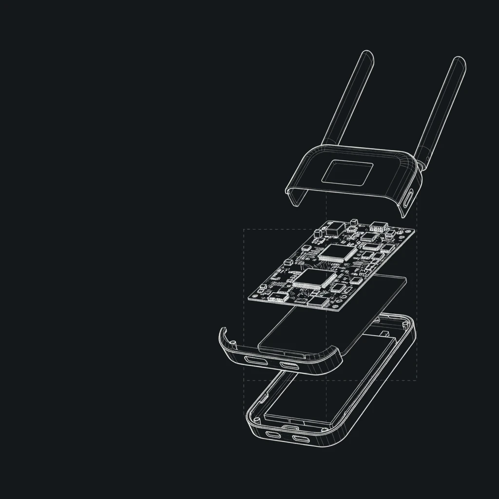 CyberPocket pocket device — exploded technical view of internal components