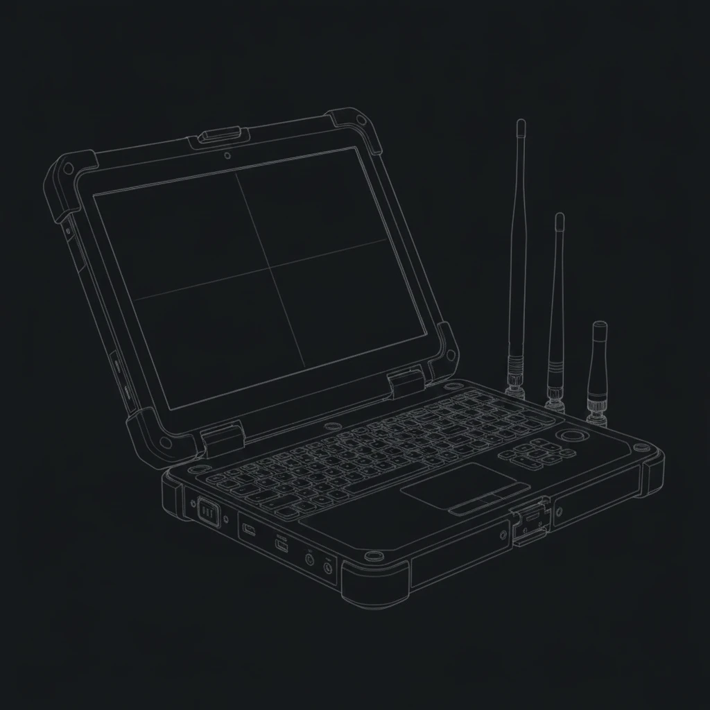 CyberPocket Hub — technical blueprint of the rugged field unit